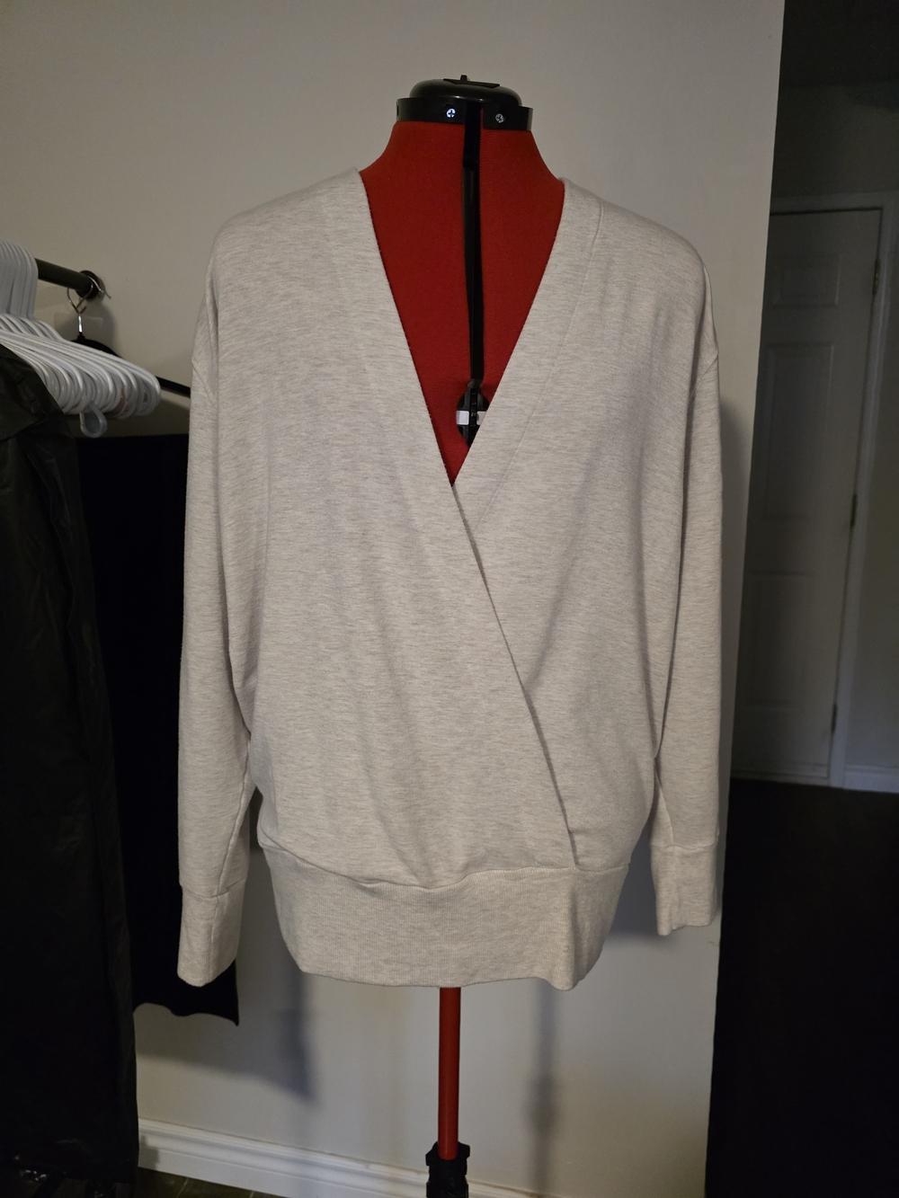 Athleta Cream Wrap-Front  Crosspver V-Neck Sweater